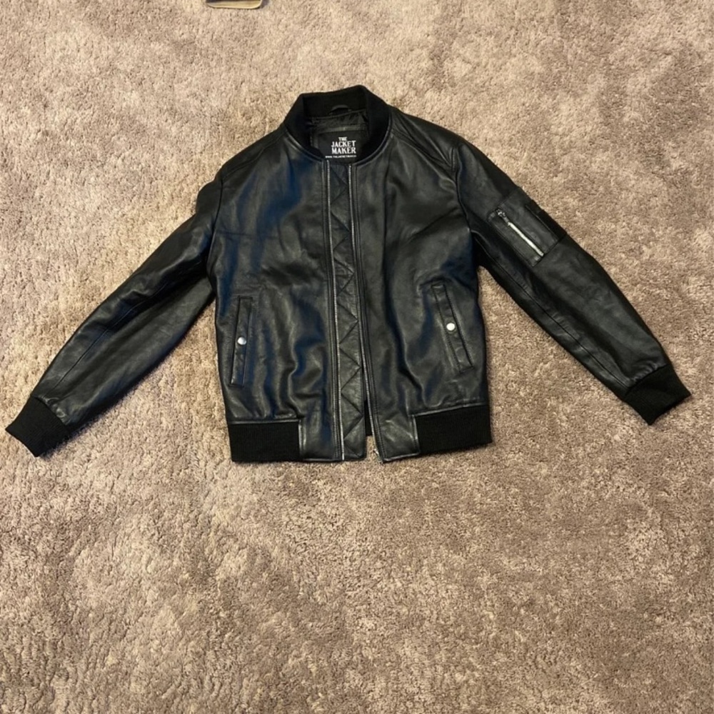 The Jacket Maker MA-1 Leather Bomber Jacket